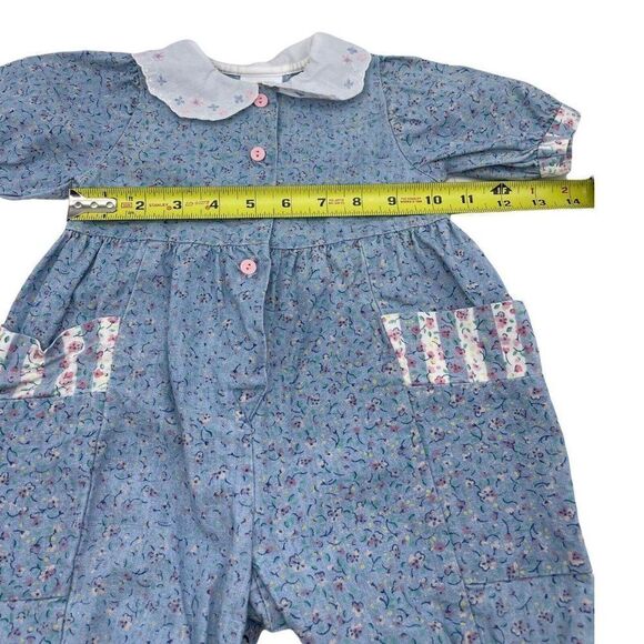 Vintage OshKosh 6-9 Months Bubble Floral Romper with Collar Flower Print - Picture 3 of 11